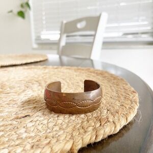 Vintage Copper Cuff Bracelet Stamped Southwestern Boho Wide